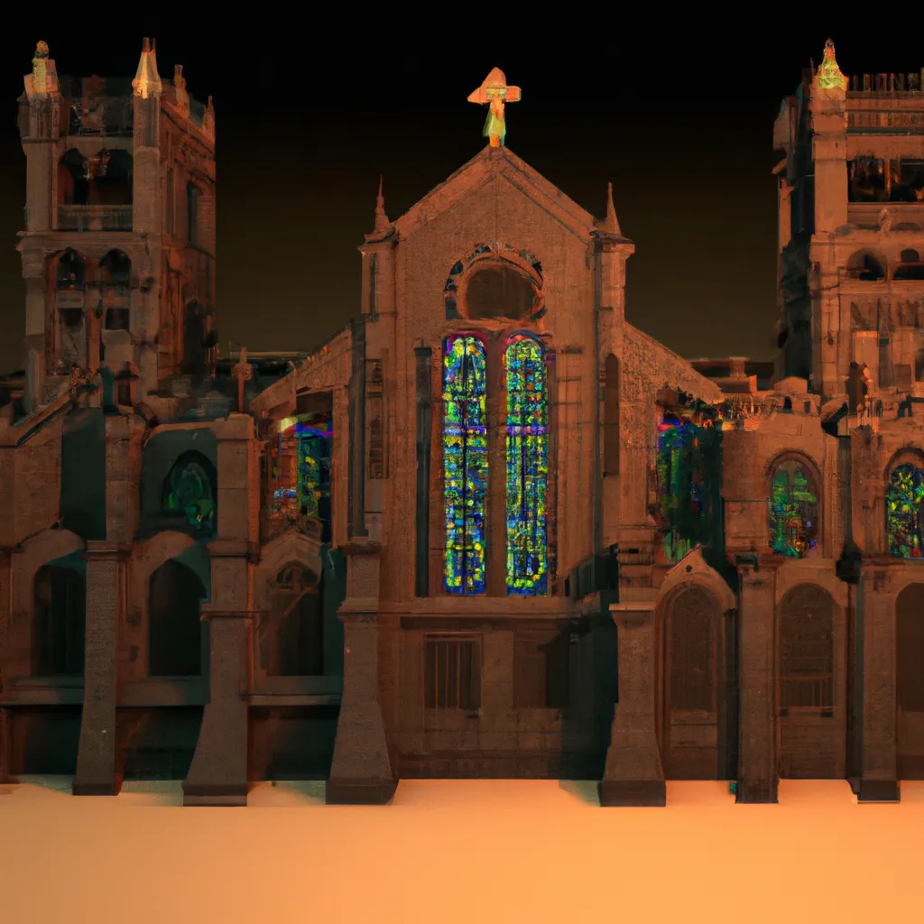 A grand cathedral, towers made of stone bricks, stai... OpenArt