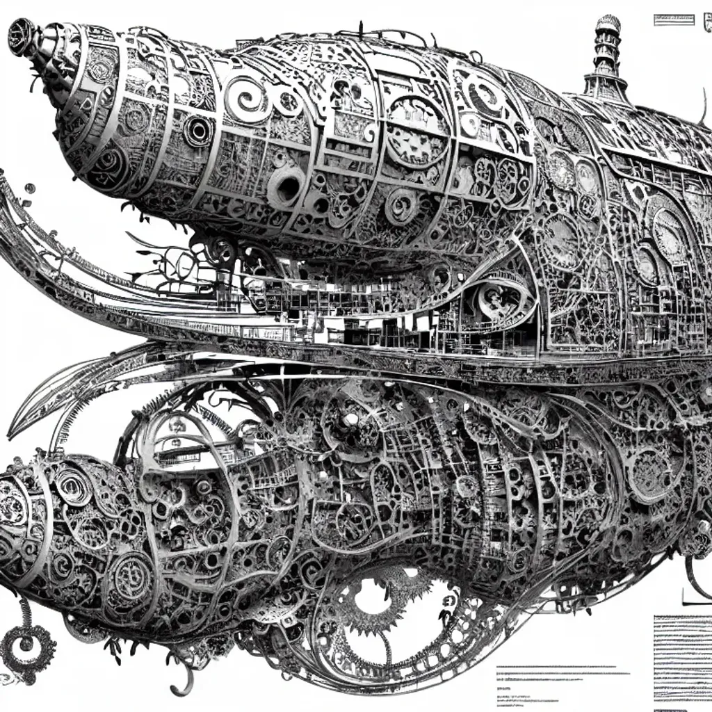 Prompt: a full page concept designs of the yellow submarine, vivid, steampunk blueprint, intricate details, scientific, Highly detailed labeled, poster, perfect composite, mechanical drawing, draft drawing\, Autocad drawing on brown paper, Da Vinci , black and white still, digital Art, perfect composition, beautiful detailed intricate insanely detailed octane render trending on artstation, 8 k artistic photography, photorealistic concept art, soft natural volumetric cinematic perfect light, chiaroscuro, award - winning photograph, masterpiece, oil on canvas, raphael, caravaggio, greg rutkowski, beeple, beksinski, giger