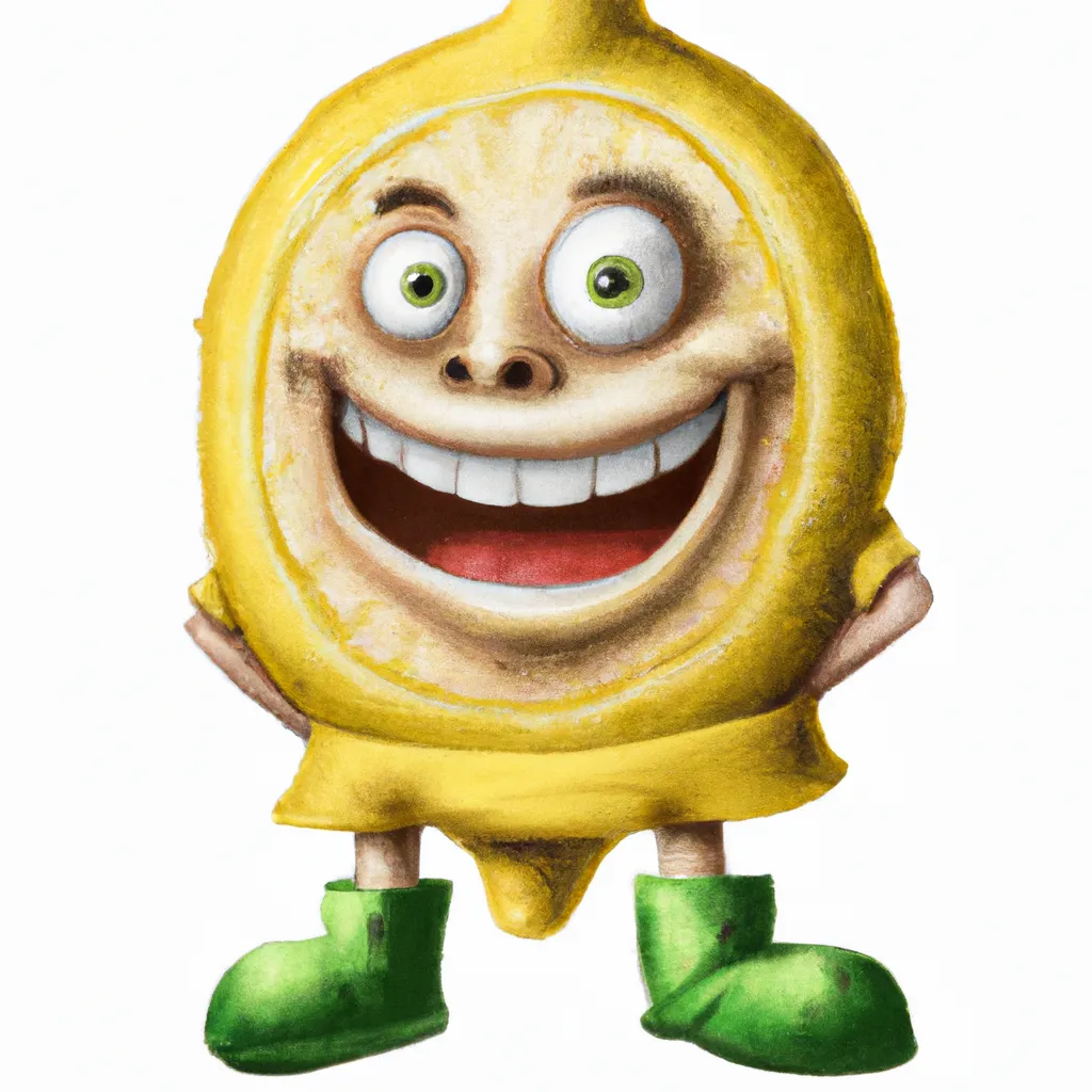 Prompt: a digital painting of  a smiling lemon character in a spongebob costume, extremely detailed