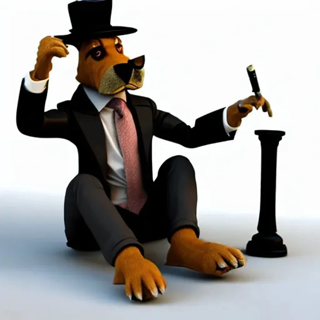 Prompt: Sly politician action figure anthro furry dog  in suit and a tie and a hat, sitting, smoking, face and shoulders only, steampunk, 3d octane render 