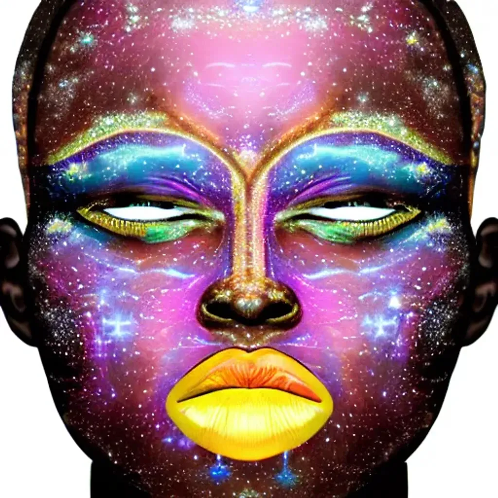 Prompt: Galaxy outline in African face