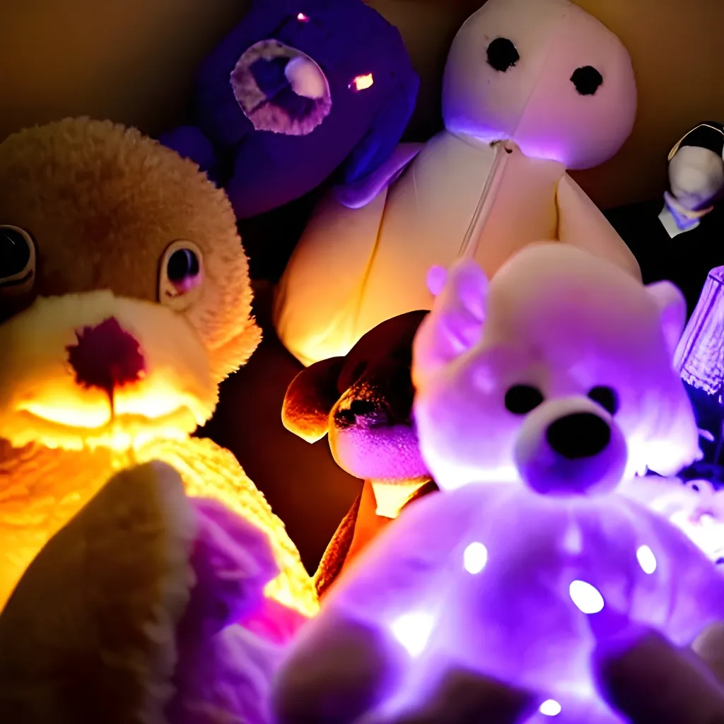 Prompt: Orrery saw purple lights shining brightly from the stuffed animals covering him. He clawed and dug his way through the lifeless stuffed animals that were no longer breathing into his mouth or keeping him down. Orrery shoved his hands into the open air above the pile of glowing stuffed animals he was in. He dug his way to the surface and stood up on the cave floor, which was about 3 feet below the top of the pile of luminescent stuffed animals he was standing in He gasped and coughed because of the putrid fumes from the decaying wool stuffing in the pile of purple luminous stuffed animals.
