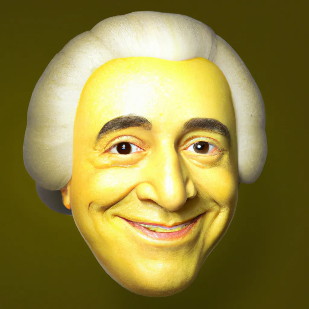 Prompt: Photo-Realistic-3-D Smiling Alexander Hamilton as a 100% Lemon