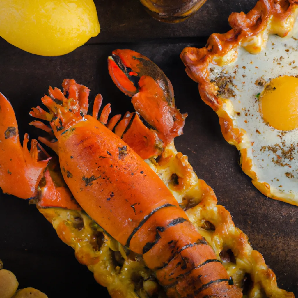 Choclate lobster,egg and pie meal, food photography OpenArt