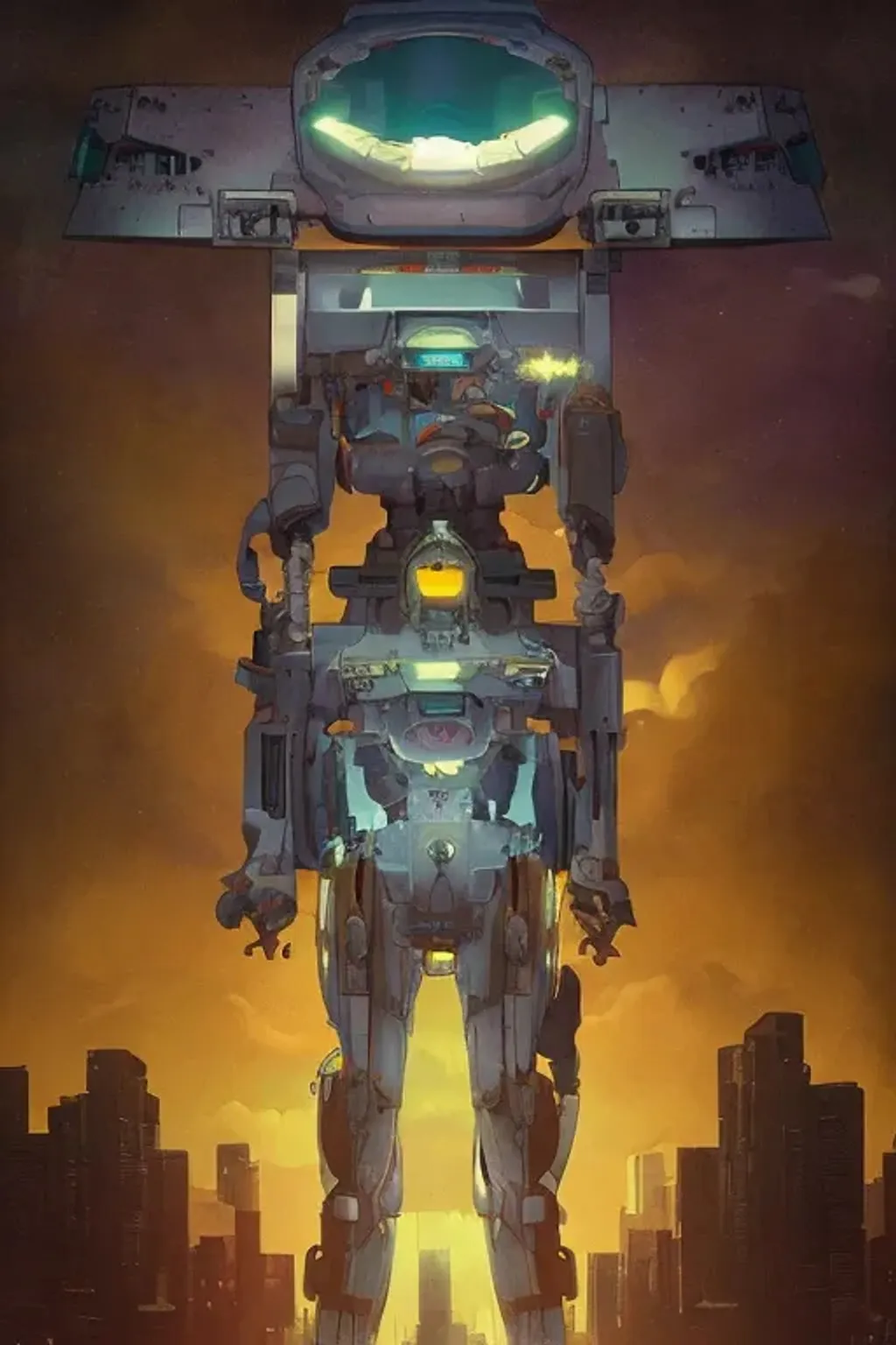 Prompt: underpaid alienated mech operator/owner. Dystopian portrait by Doug Chiang, gundam, Maxfield parrish