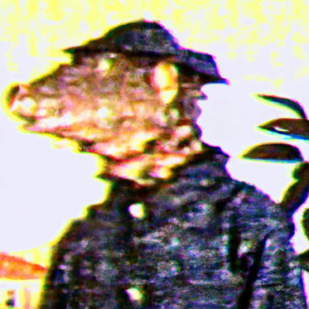 Prompt: A heavily distorted 1993 VHS footage of a guy with a lizard head wearing butcher clothes 