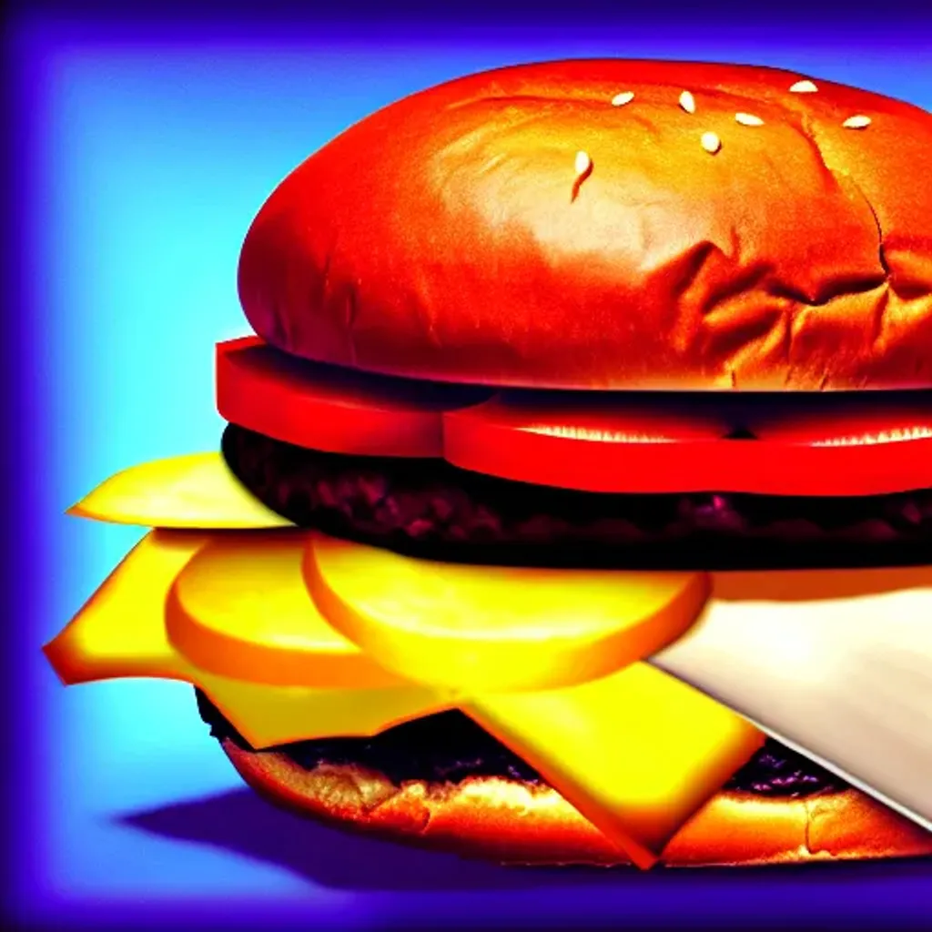 Prompt: Food advertisment of a hamburger, simple, photorealistic, digital art