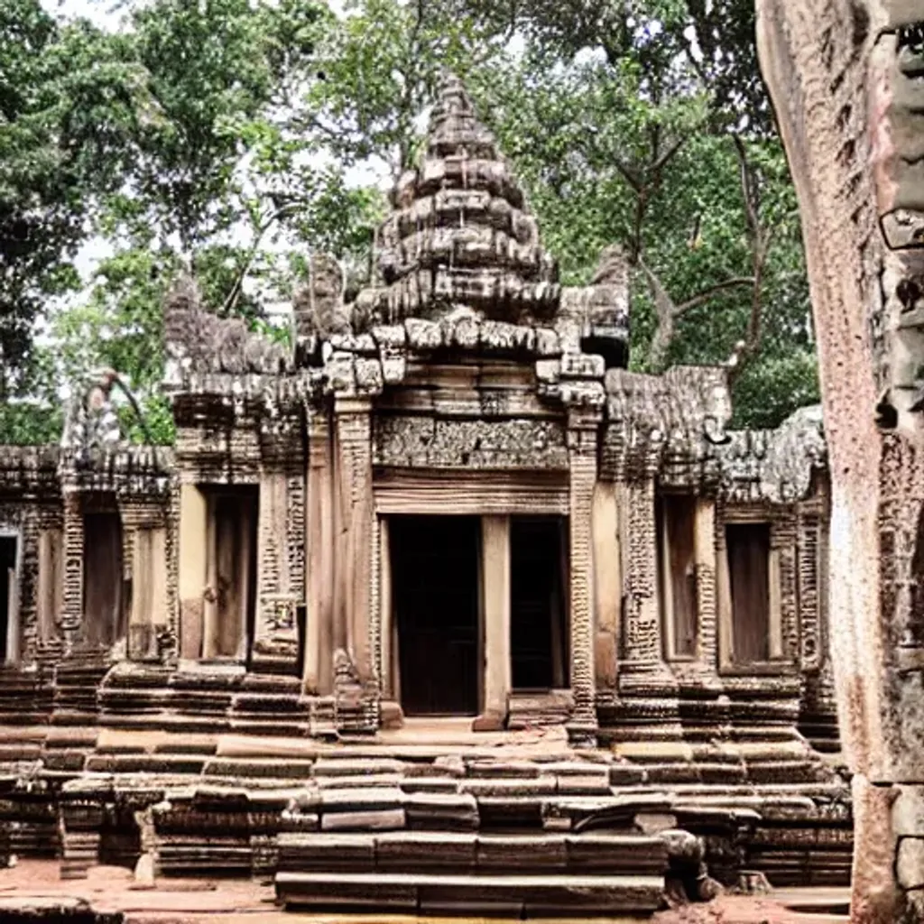 Prompt: Taproom temple of Cambodia in the Lost world smooth and pretty 