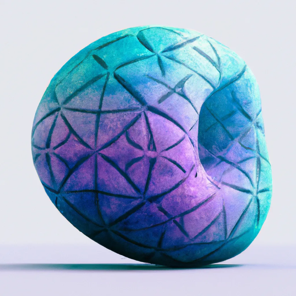 Prompt: Math shaped sculpture, professional photography, octane render, rough texture, digital art, cyan and purple, frontal view, profile picture