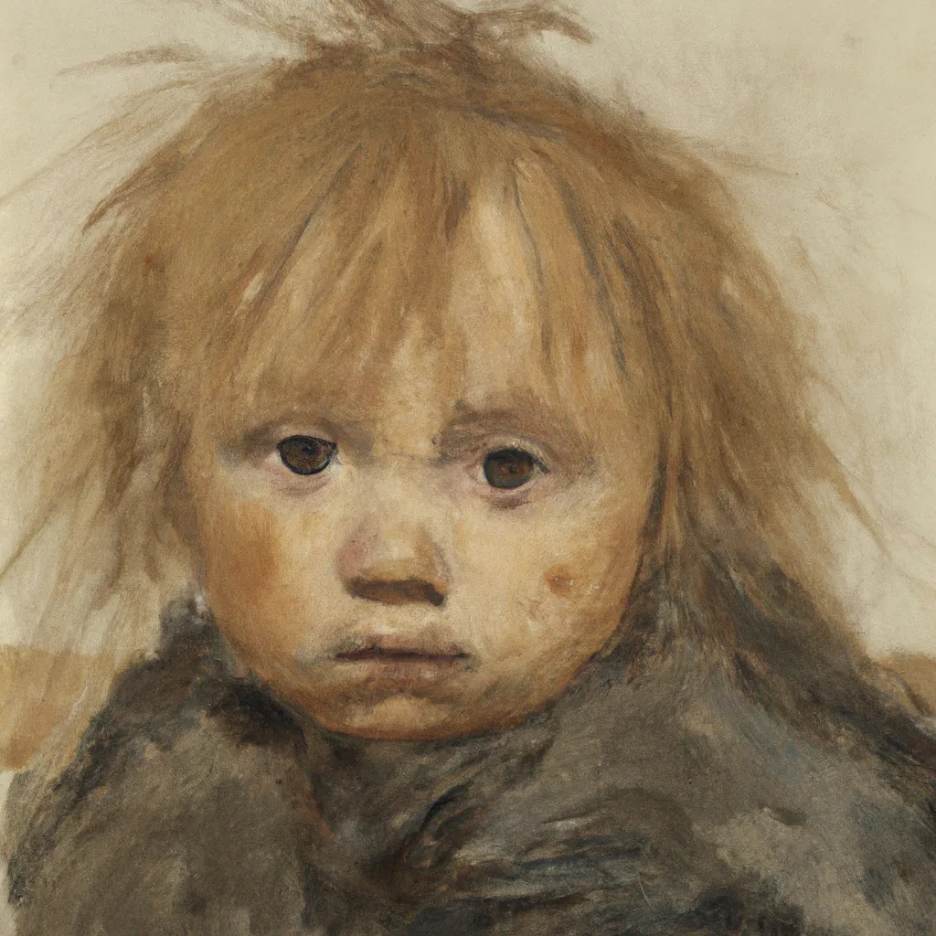 Prompt: Baby With Dirty Face and Messy Hair, London, 1880, by Edgar Degas