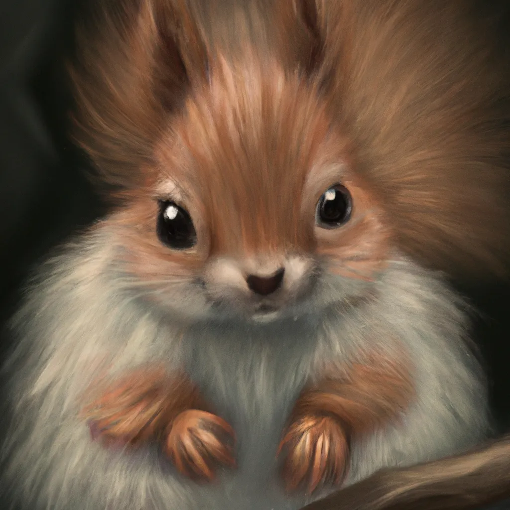 Prompt: fluffiest squirrel ever, digital art