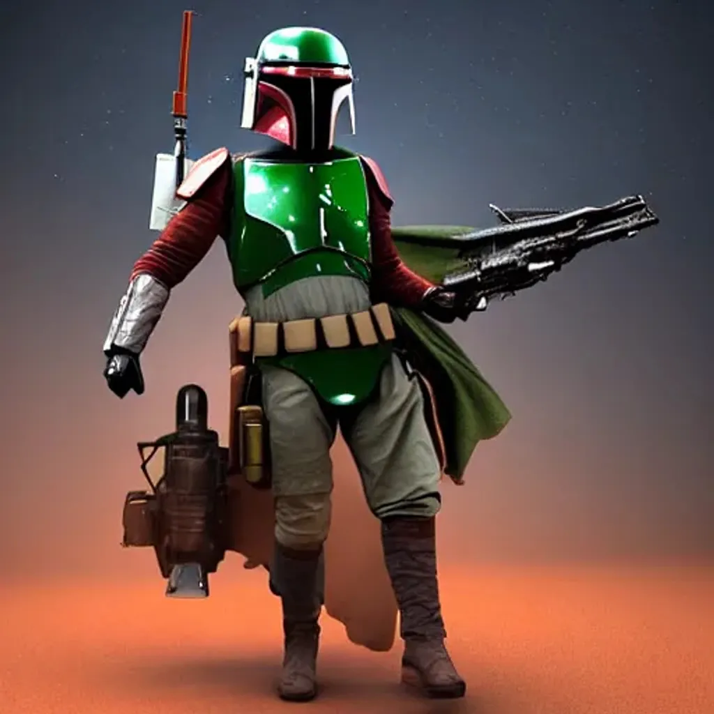 Prompt: boba fett, fantasy 3 d digital art, epic volumetric lighting