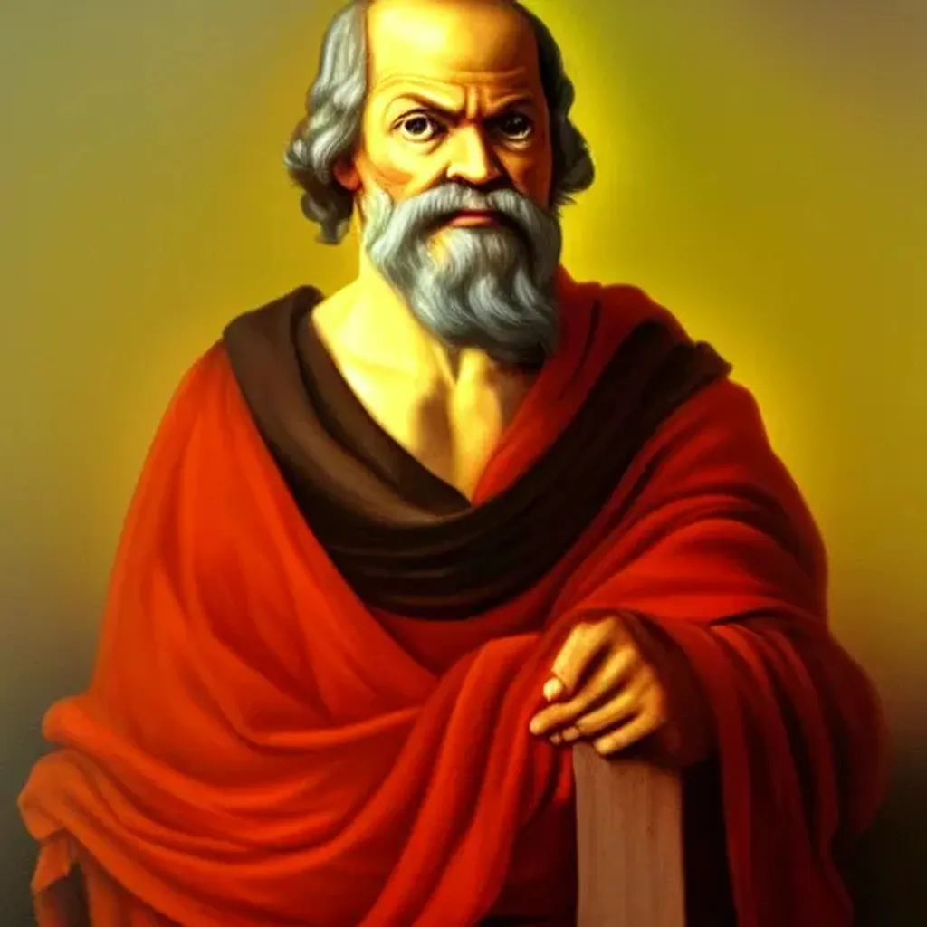 Prompt: oil painting of Socrates by miguel angel