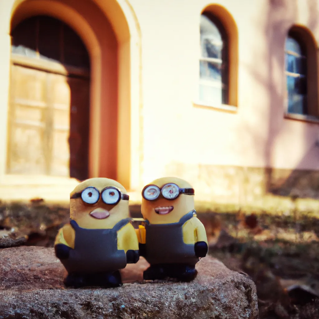 Prompt: A photograph of minions at church