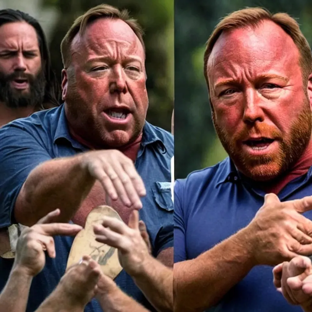 Prompt: Alex Jones slaps jesus