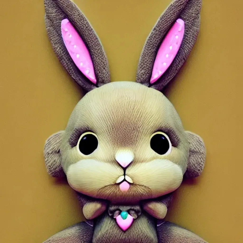Prompt: cute kawaii bunny, Da Vinci composition, Beeple texture work