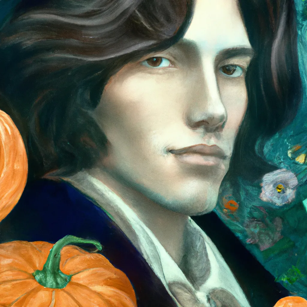 Prompt: portrait painting of young handsome beautiful Jack-o'-lantern!!with long! wavy dark hair and blue eyes in his 2 0 s named taehyung minjun james fighting a group of goblins, pale, wearing armor!, modest, elegant, cute, delicate, soft facial features, art by alphonse mucha, vincent van gogh, egon schiele,