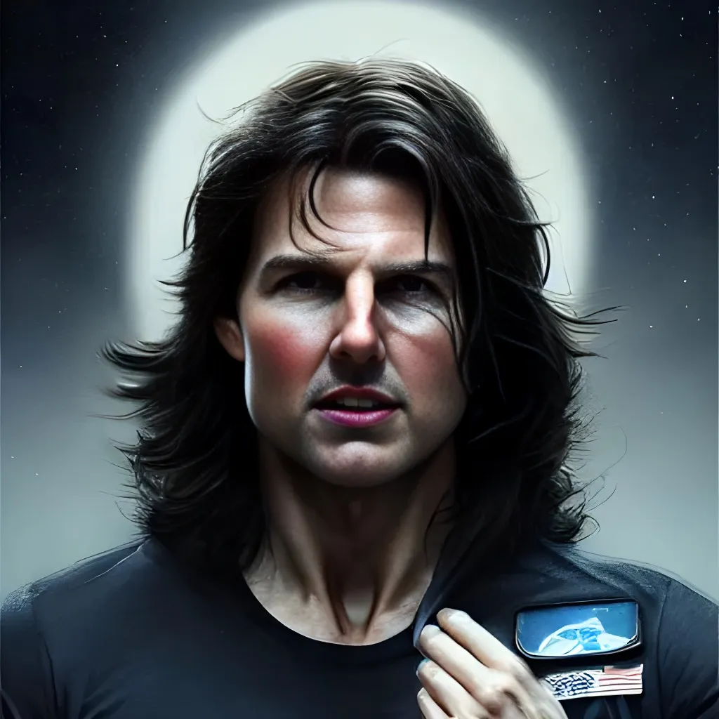 Prompt: Portrait of {Tom Cruise} with {black} hair and with cute face, {Space}, perfect composition, hyperrealistic, super detailed, 8k, high quality, trending art, trending on artstation, sharp focus, studio photo, intricate details, highly detailed, by greg rutkowski