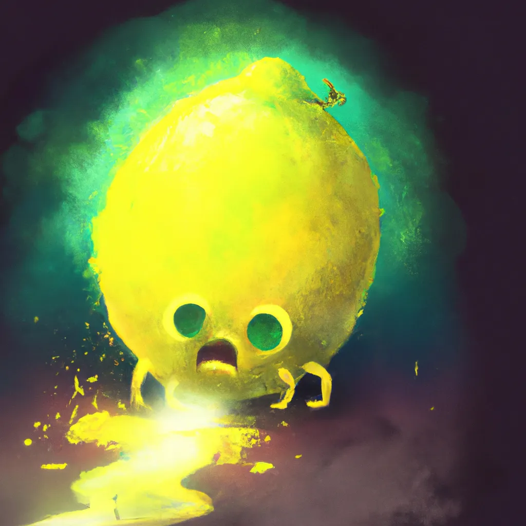 Prompt: A creepy alien lemon creature infected by WAU, Soma game, game concept art, illustration, horror aesthetic, unreal