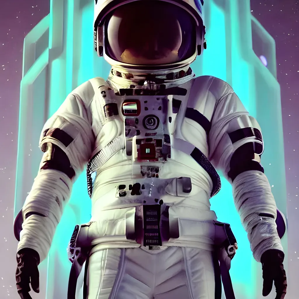 Prompt: Moody Portrait of {Vaporwave Futuristic Cyberpunk Space Suit} with {cool} helmet, {Space,Space Station}, perfect composition by Stanley Kubrick, hyperrealistic, super detailed, 8k, high quality, trending art, trending on artstation, sharp focus, studio photo, intricate details, highly detailed, by greg rutkowski, award winning, intricate details, iconic 