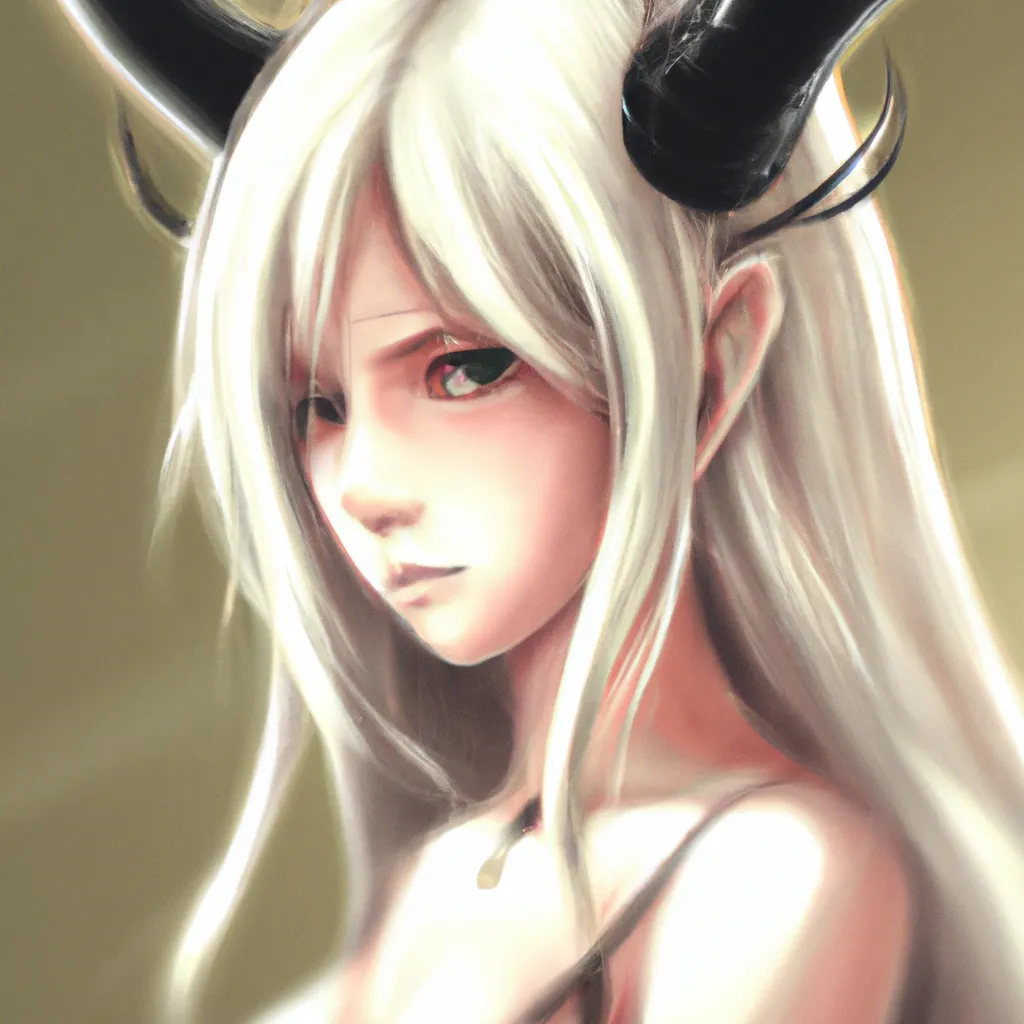 Prompt: anime visual of a woman with demonic horns, shot by akiyoshi hongo, official media