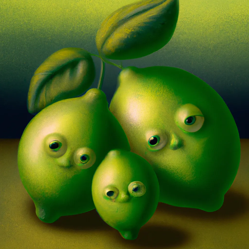 Prompt: A Lemon family portrait, trending on Artstation, high quality, 8K, soft lighting