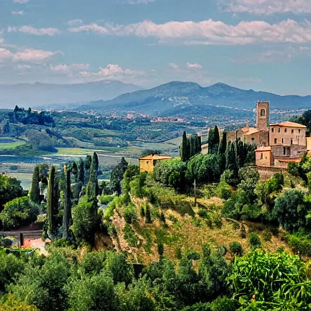 Prompt: Beautiful rustical Tuscanian coastline city