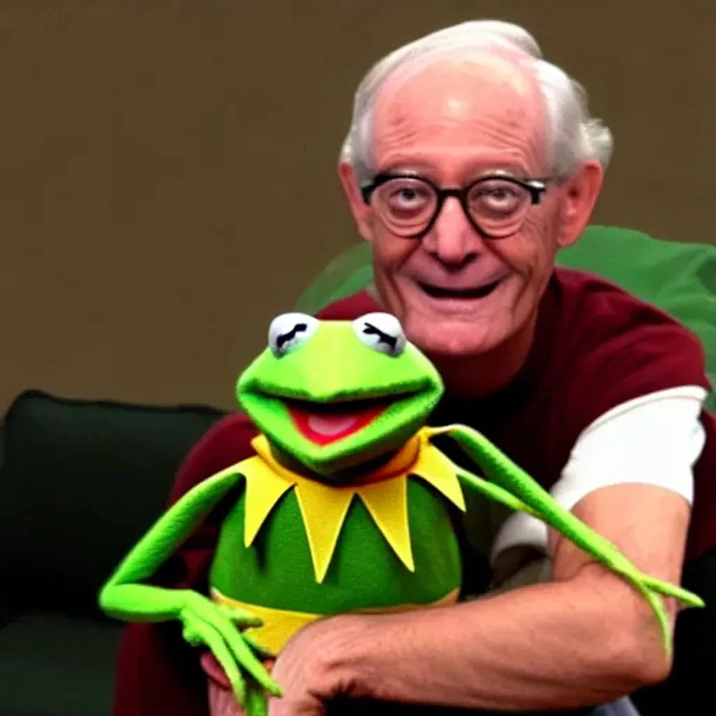 Prompt: Kermit the frog but he is a grandpa 