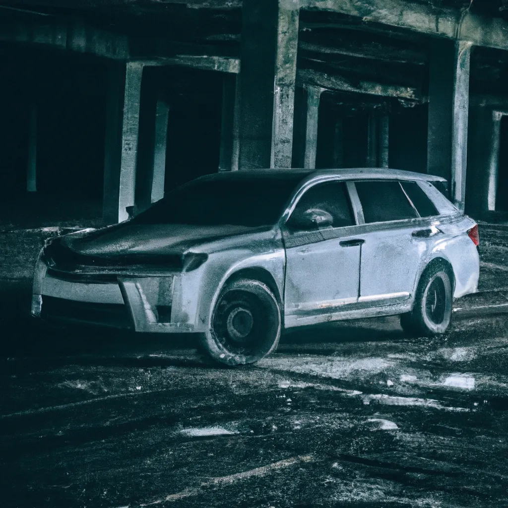 Prompt: a Toyota Camry Off Road vehicle in an abandoned city.  Futuristic.  Apocalyptical.  Detailed.  Gritty.  Photo.  Canon Nikon