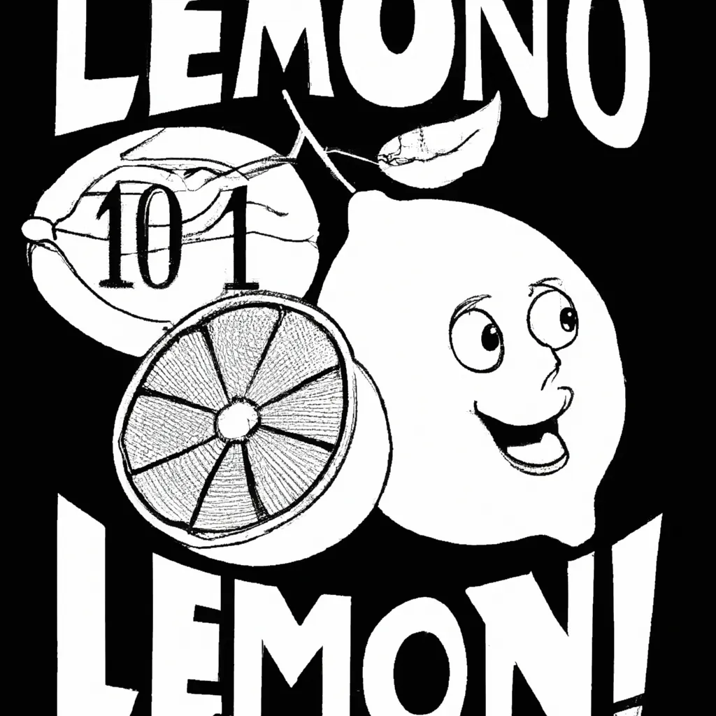 Prompt: Lemon 1920 cartoon poster in black and white 