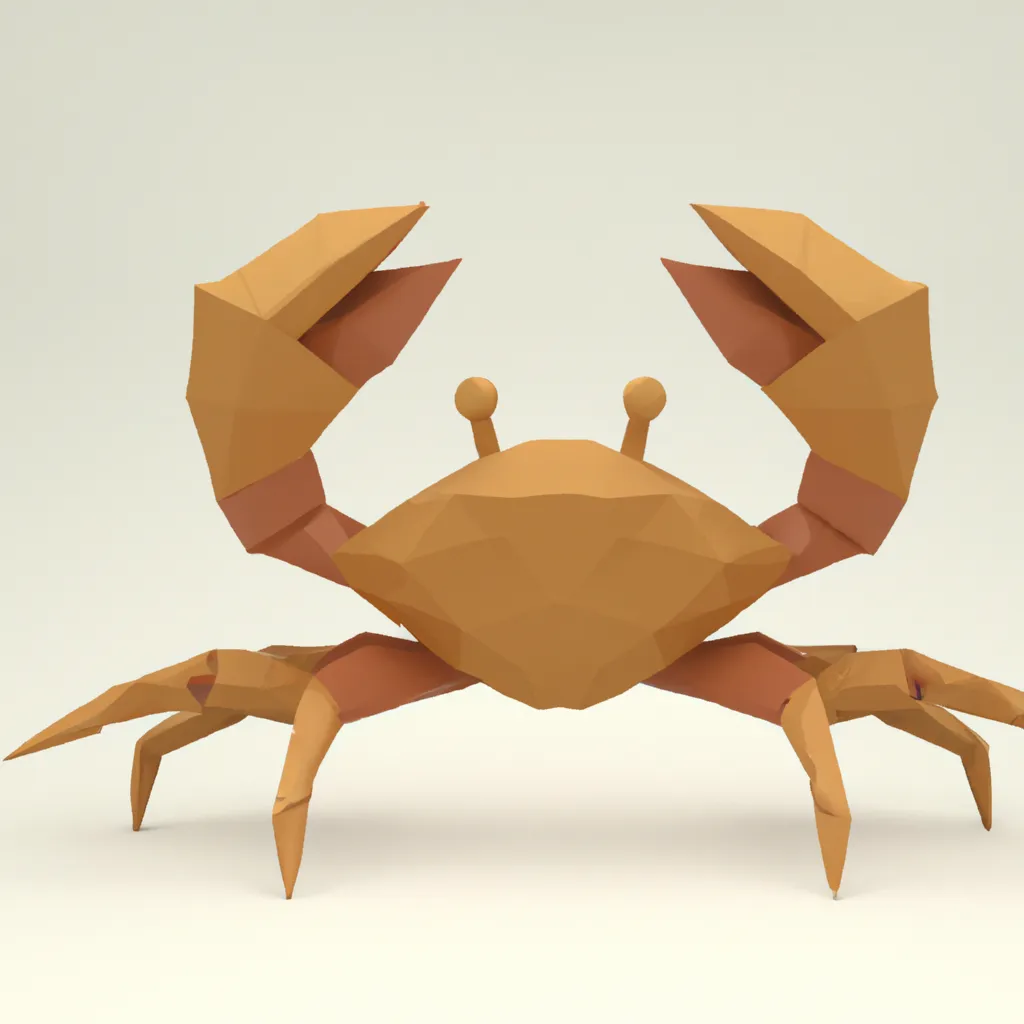Prompt: a 3d render of a low poly crab