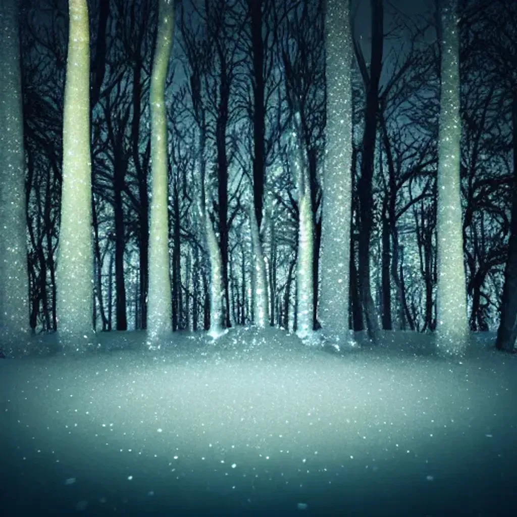 Prompt: microworld photoshop render of a snowy forest, dark gradient background, bokeh effect, magical lighting, rich deep colors, professional photoshop composition, rendered in blender, HSV, shot on a Nikon Z9
