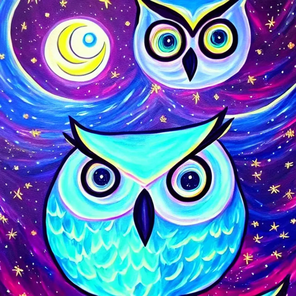 Prompt: 💫🦉🌙✨painting