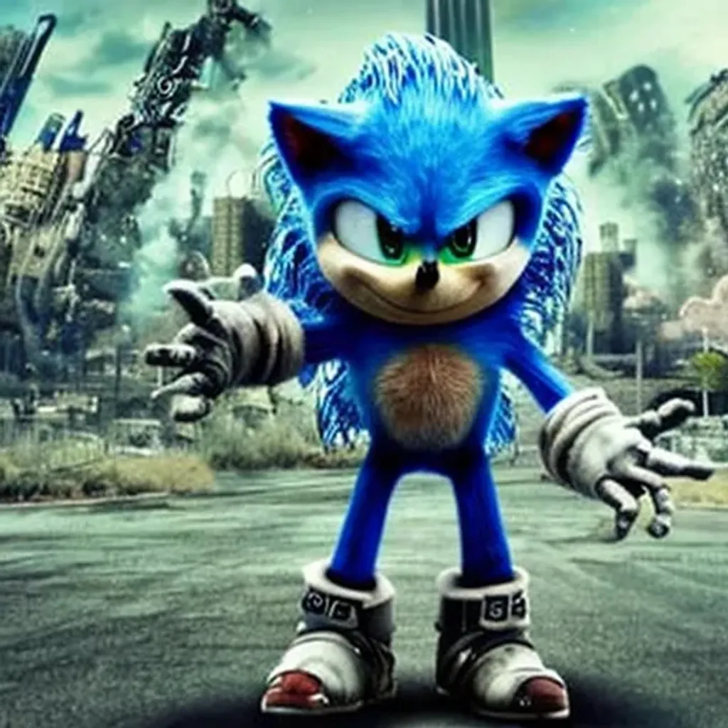 Prompt: post apocalypse Sonic the Hedgehog