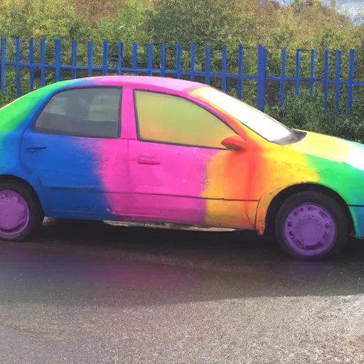 Prompt: a rainbow car