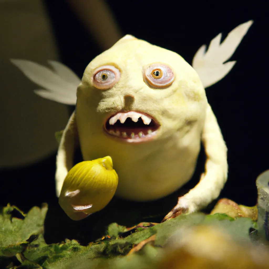 Prompt: film still of cute lemon monster, from where the wild things are (2009)