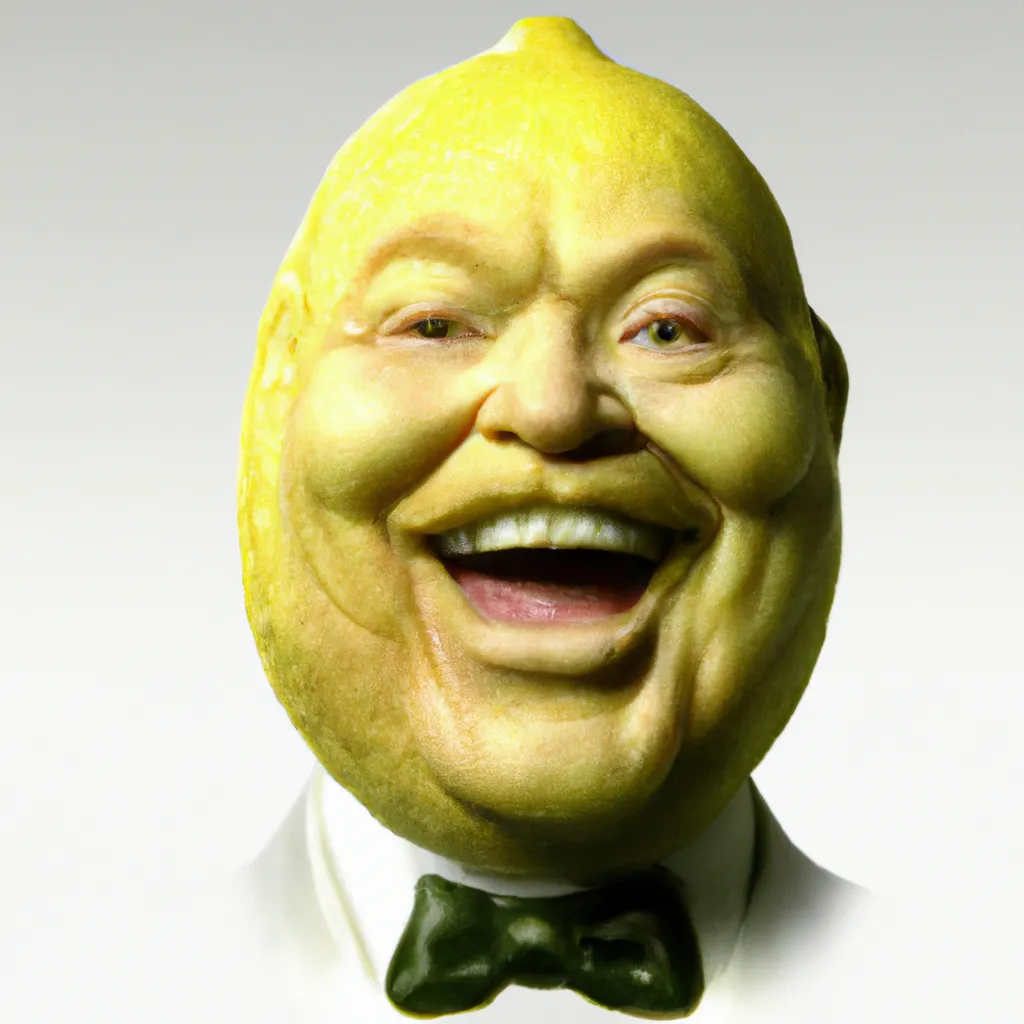 Prompt: Photo-Realistic-3-D Smiling William Howard Taft as a 100% Lemon