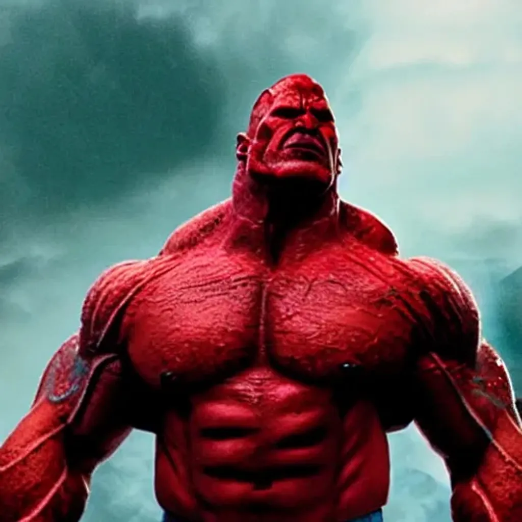 Prompt: Dwayne the rock johnson as Red Hulk