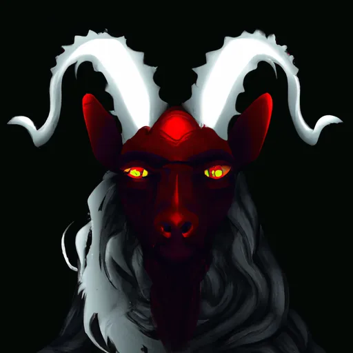 Prompt:  baphomet goat demoness warrior, black fur, muscular, red glowing eyes