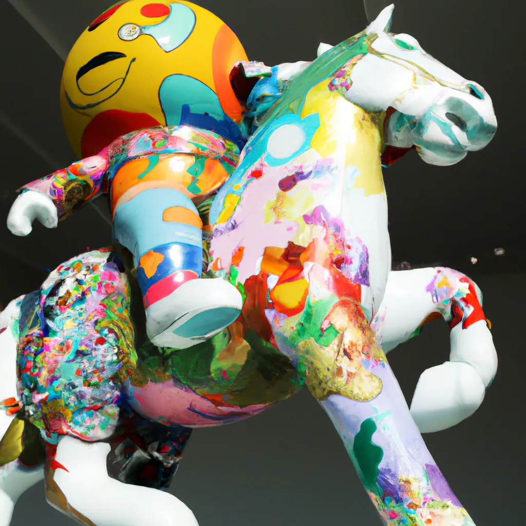 Prompt: Bronc Riding, by Takashi Murakami 
