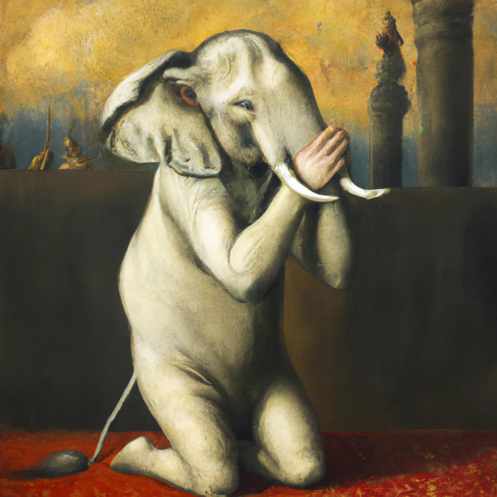 Prompt: Elephant praying, renaissance painting