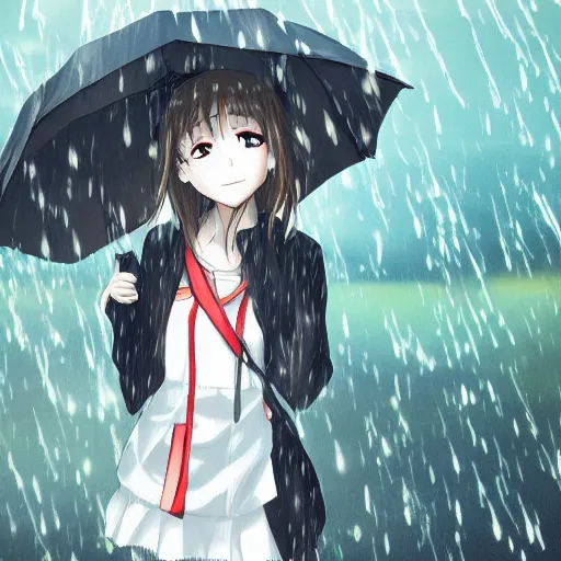 Anime girl in the rain | OpenArt