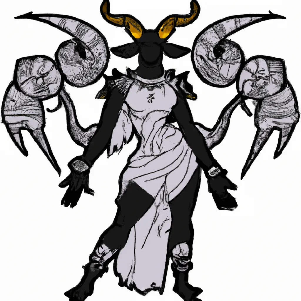 Prompt:  Large creature, Anthropomorphic baphomet goatlike demon beast, strong muscular female, 