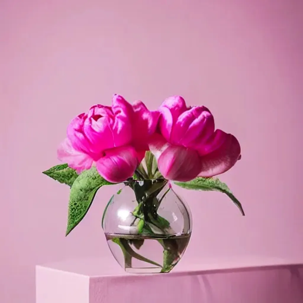 Pink Flower In A Glass Vase But Minimalistic Concept Openart