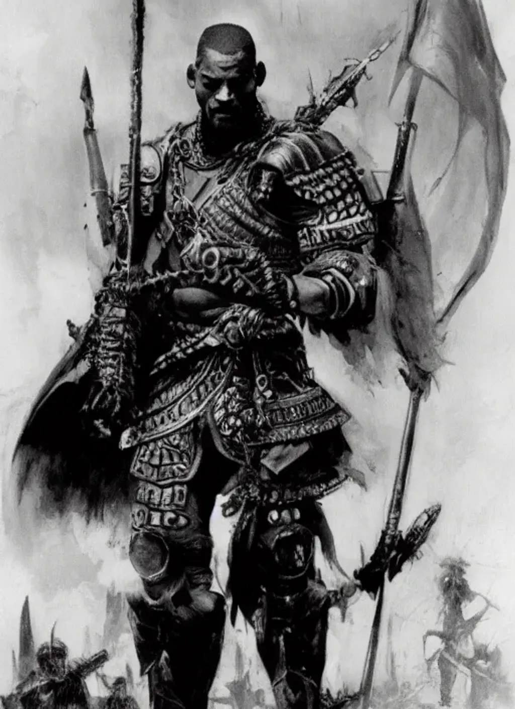 Prompt: Will Smith as a warlord by Frank Frazetta