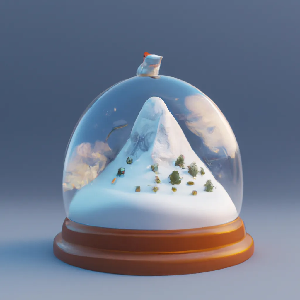 Prompt: 3D render of a glass globe with a cute white mouse with Santa's hat in a clay style, frontal view, snowy mountain background, substance 3d painter, blender, smooth texture, Volumetric lighting, high resolution, trending on behance.net, by Nintendo