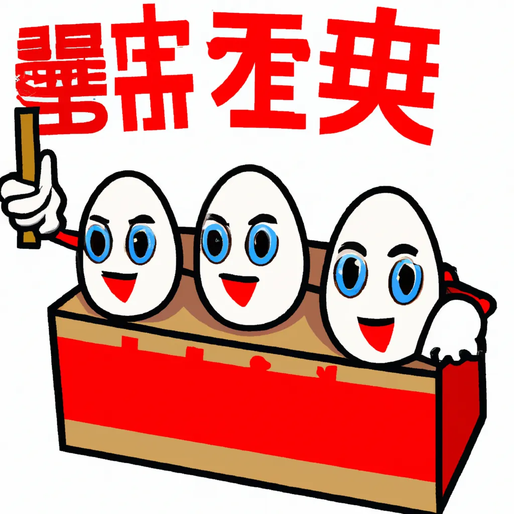 Prompt: chinese propaganda cartoon of egg cartons
