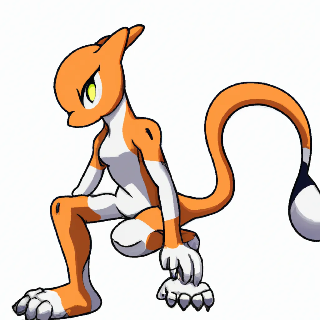 Prompt: Mewtwo pokemon oc orange 