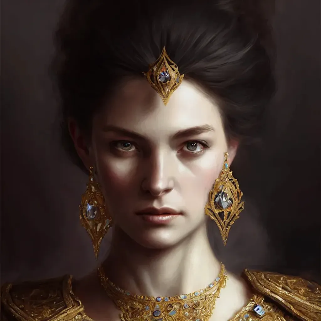 Prompt: women in royal places, worn princess luxury cloths with jewelry super detailed, 8k, high quality, sharp focus 16k smooth render, trending art, trending on art station, sharp focus, studio photo, intricate details, highly detailed, by greg rutkowski