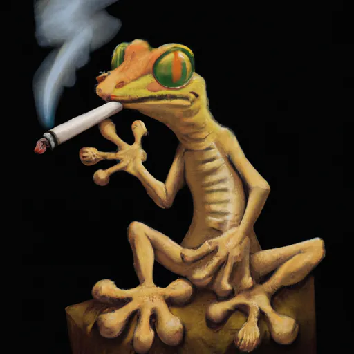 Prompt: realistic gecko smoking a joint